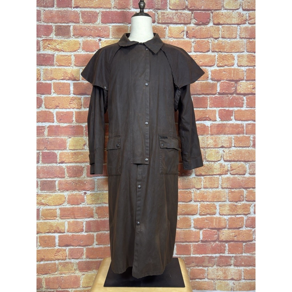 Vintage Outback Trading Co. Low Rider Duster Coat Brown Oilskin Cotton Mens XL